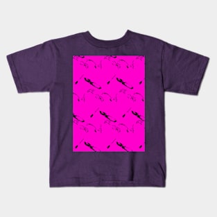 Black abstraction on a bright pink background, fuchsia Kids T-Shirt